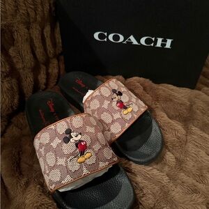 Coach Disney Mickey Mouse Sandals in Brown and Black